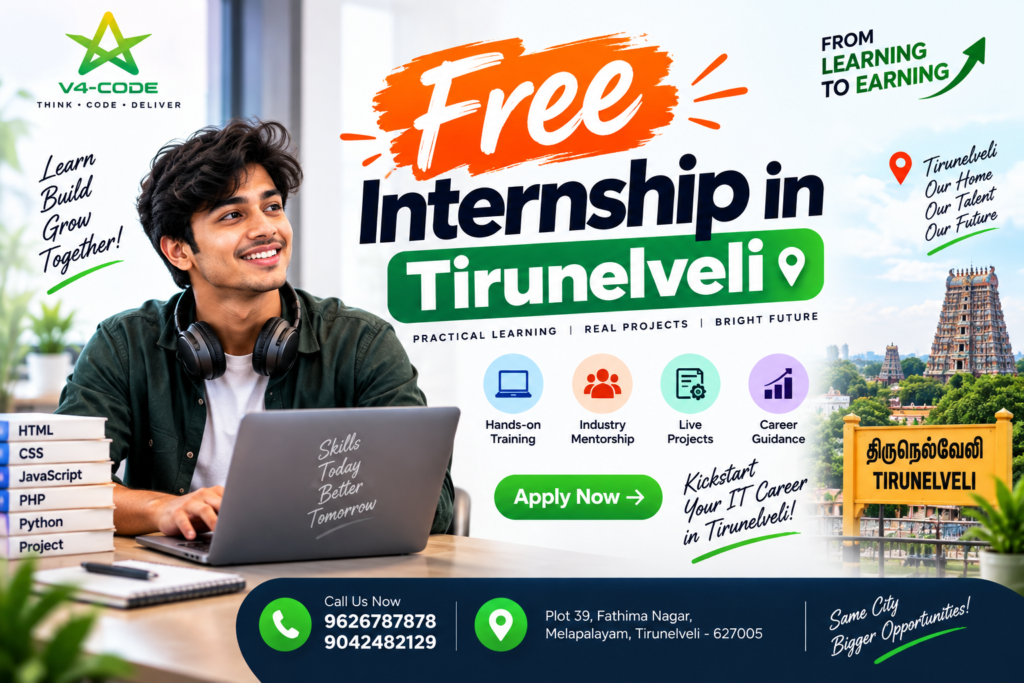 Free Internship in Tirunelveli | V4 CODE
