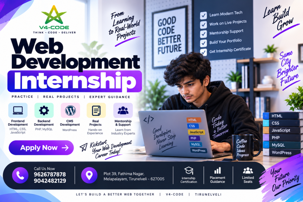 Web Development Internship in Tirunelveli | V4 CODE