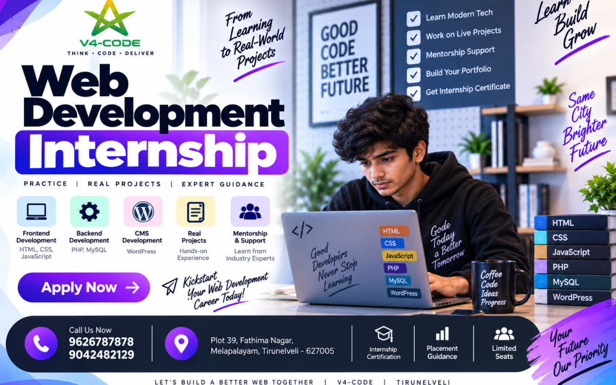 Web Development Internship in Tirunelveli | V4 CODE
