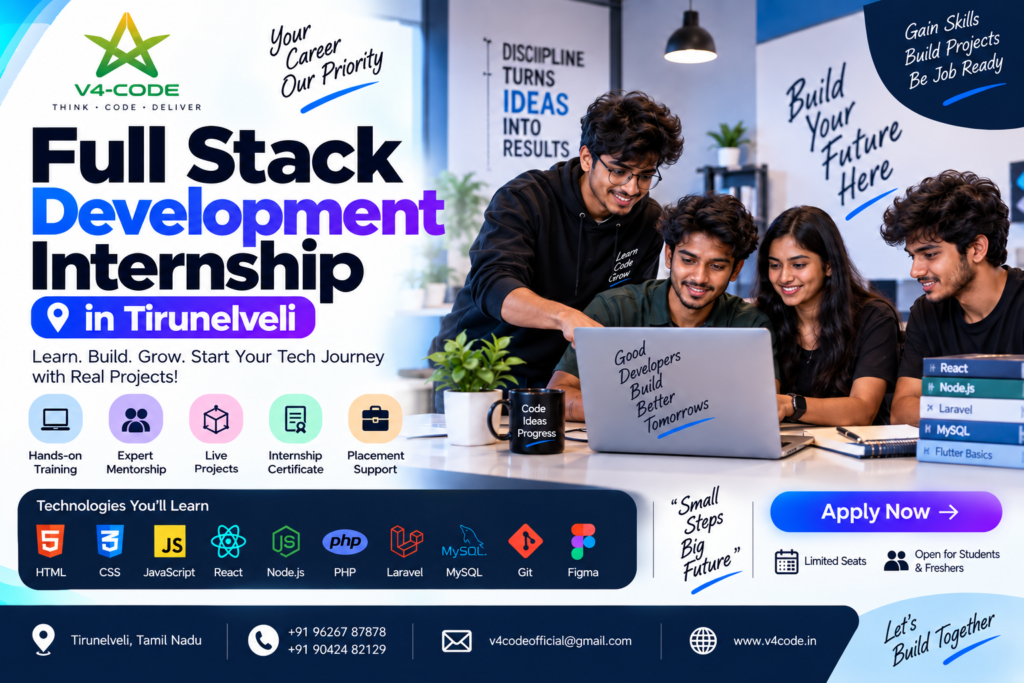 Full Stack Development Internship in Tirunelveli | V4 CODE