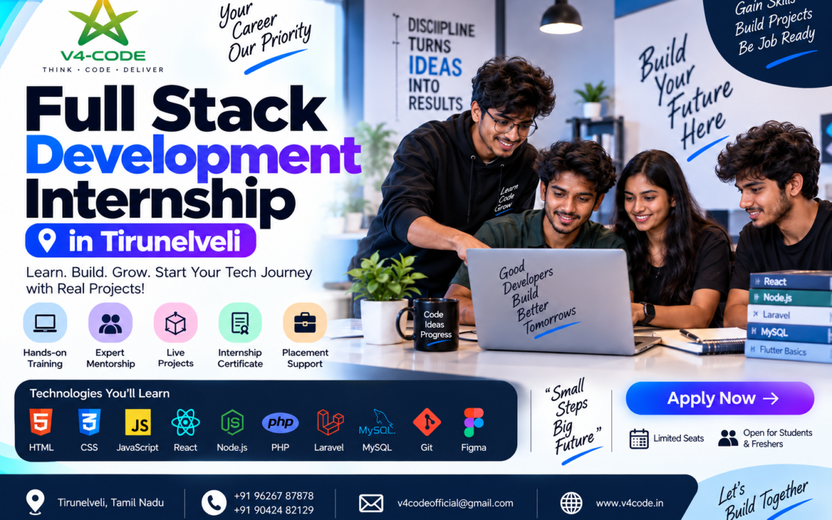 Full Stack Development Internship in Tirunelveli | V4 CODE