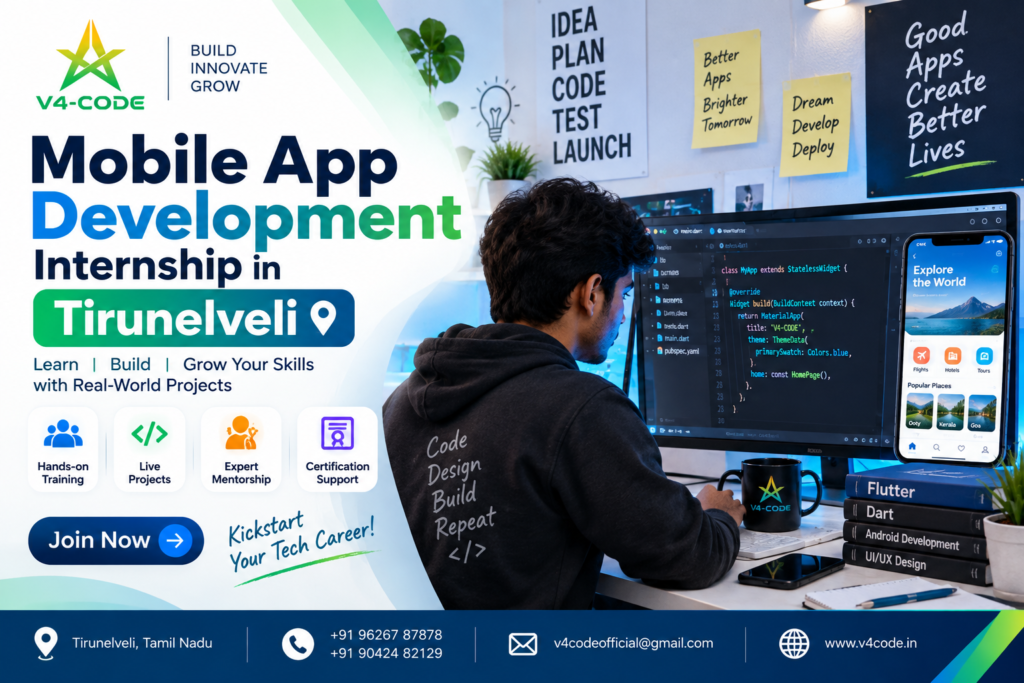 Mobile App Development Internship in Tirunelveli | V4 CODE