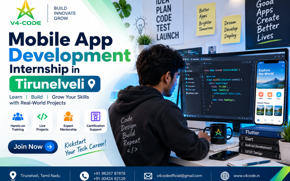 Mobile App Development Internship in Tirunelveli | V4 CODE