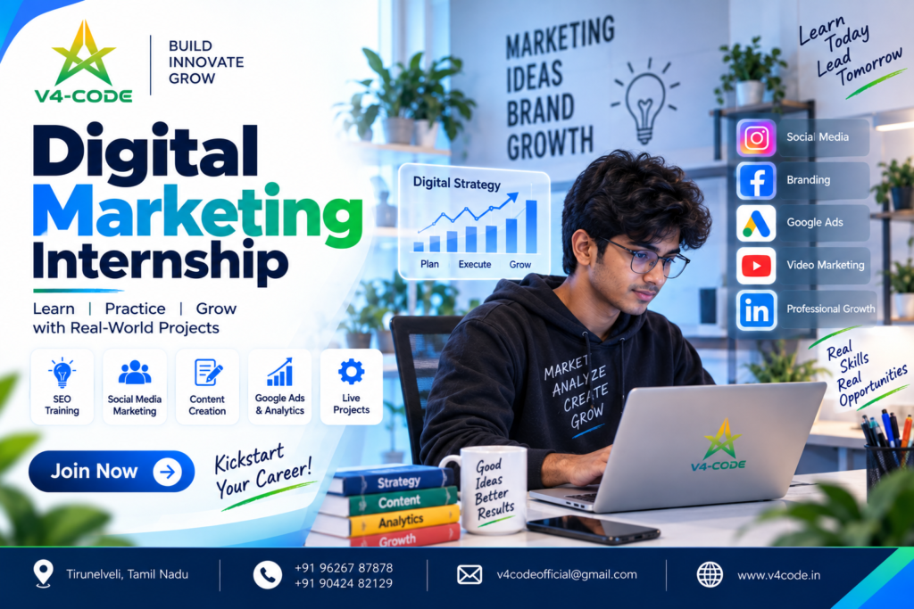 Digital Marketing Internship in Tirunelveli | V4 CODE