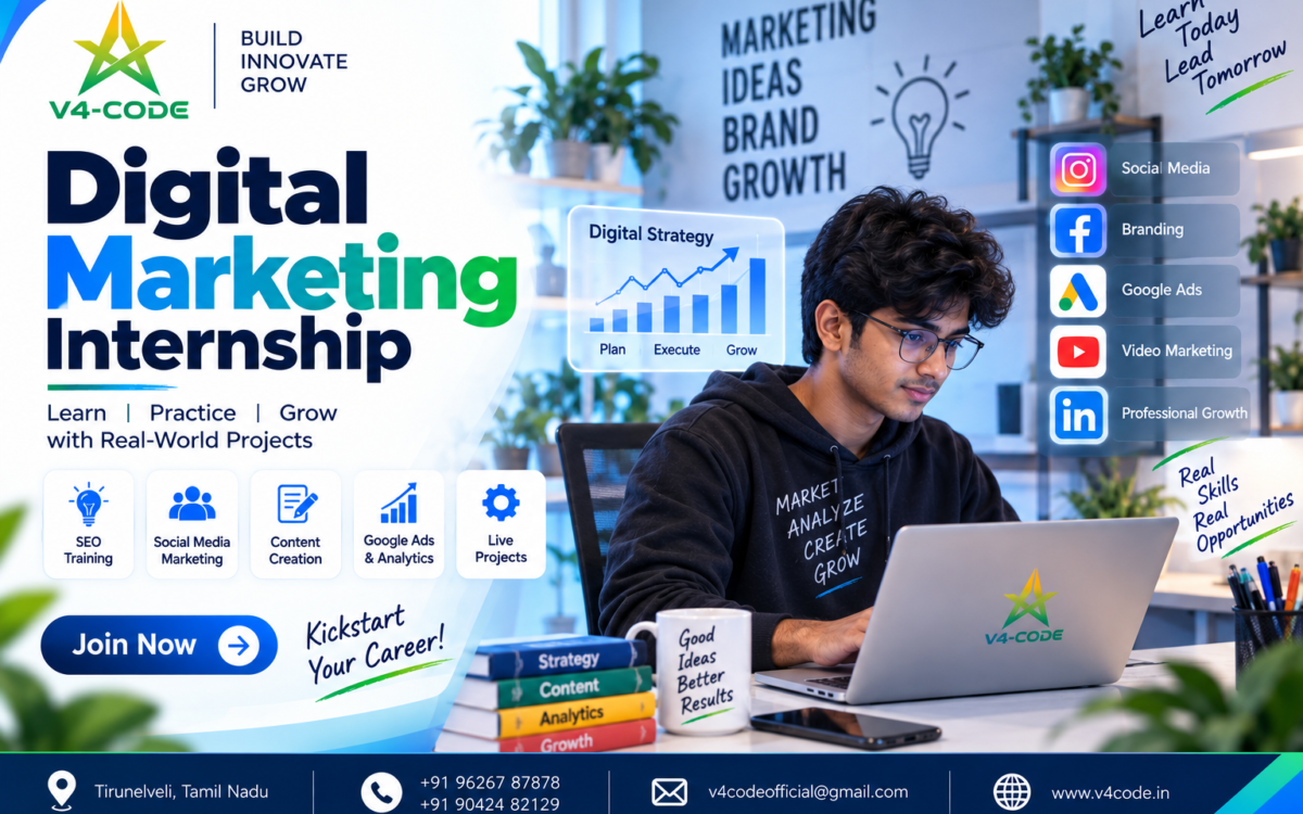Digital Marketing Internship in Tirunelveli | V4 CODE