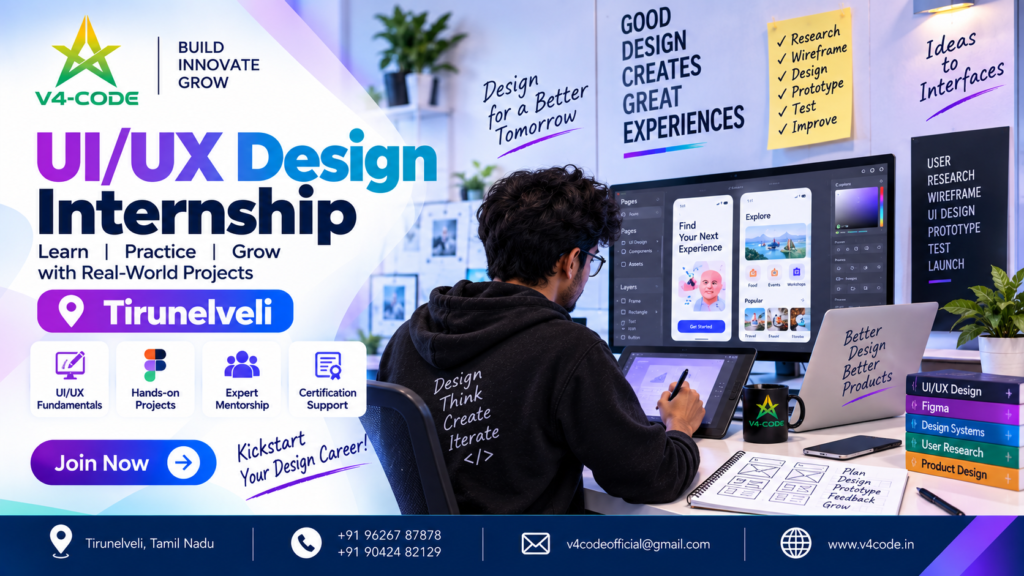 UI/UX Design Internship in Tirunelveli | V4 CODE