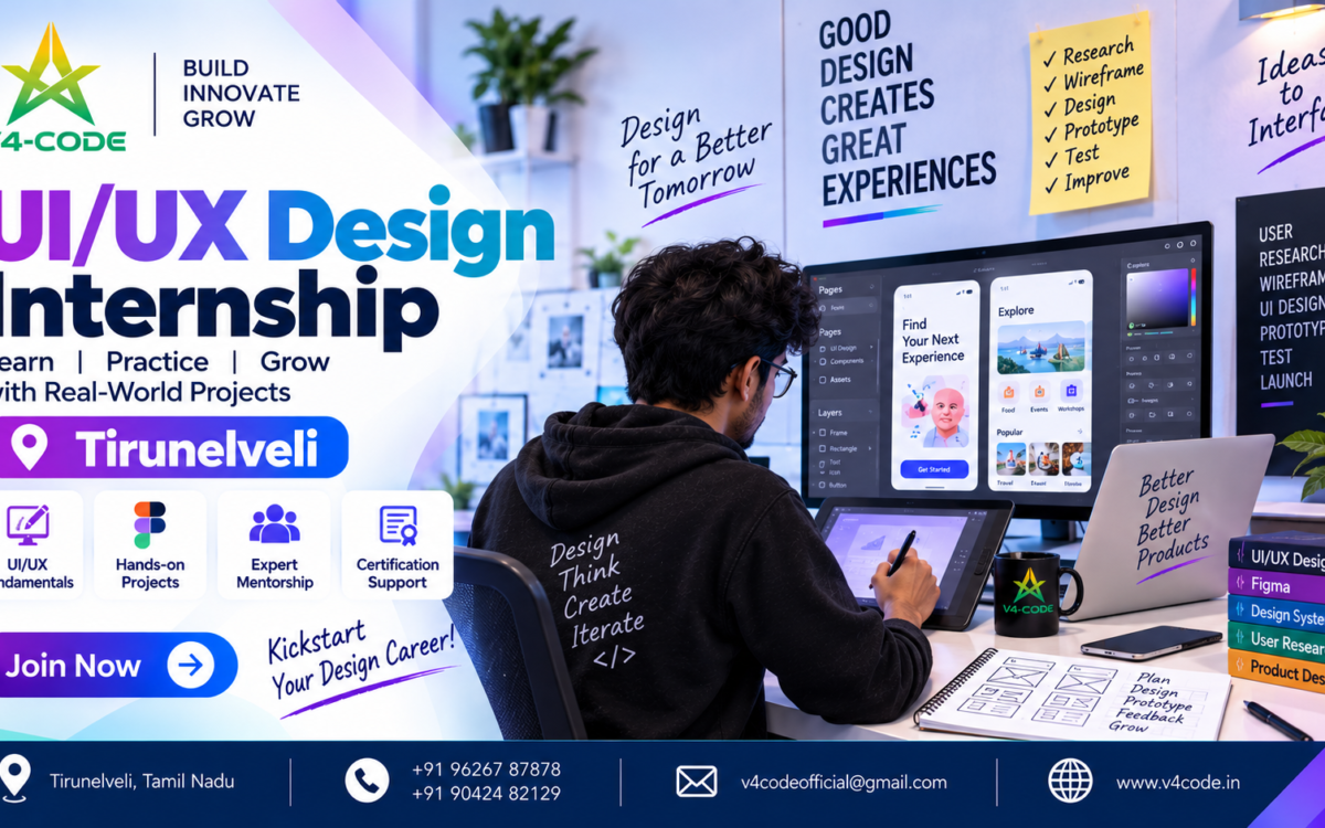 UI/UX Design Internship in Tirunelveli | V4 CODE