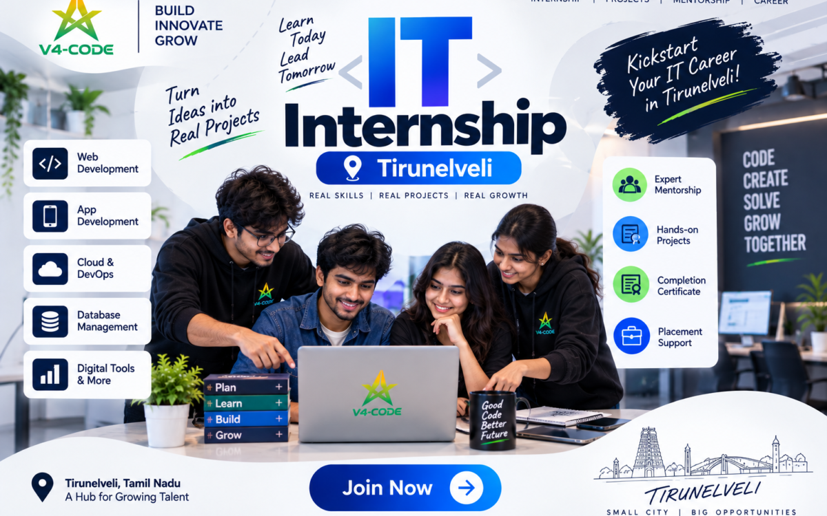 IT Internship in Tirunelveli | IT Training & Projects | V4 CODE