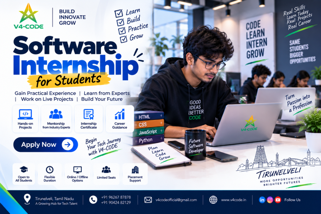 Software Internship for Students in Tirunelveli | V4 CODE