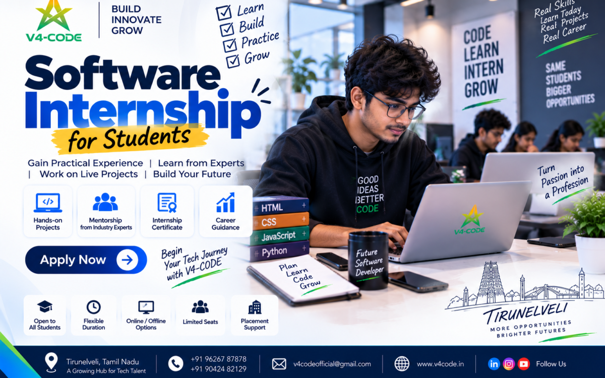Software Internship for Students in Tirunelveli | V4 CODE