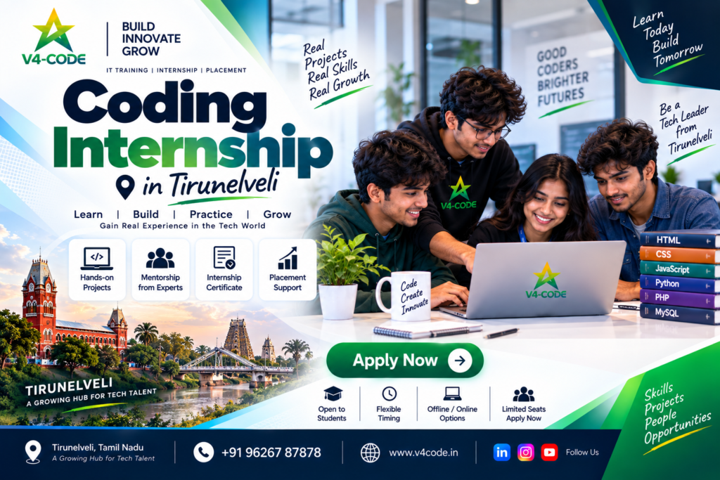 Coding Internship in Tirunelveli | Practical Coding Training | V4 CODE