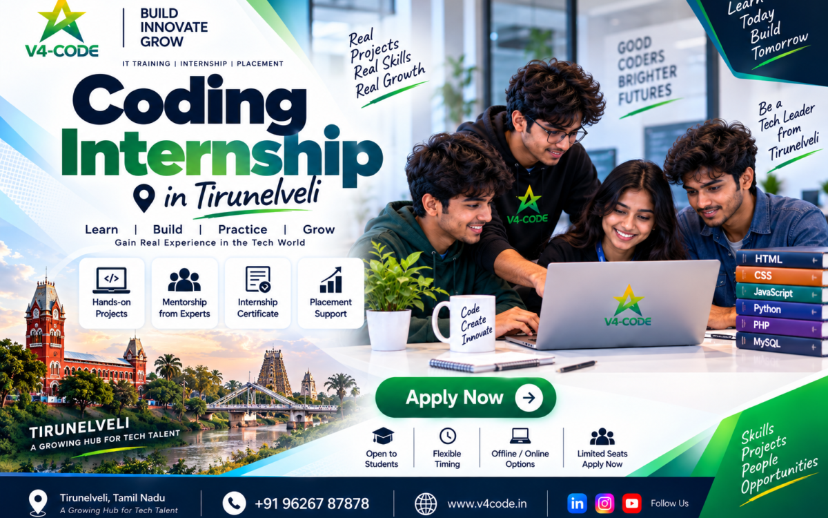 Coding Internship in Tirunelveli | Practical Coding Training | V4 CODE