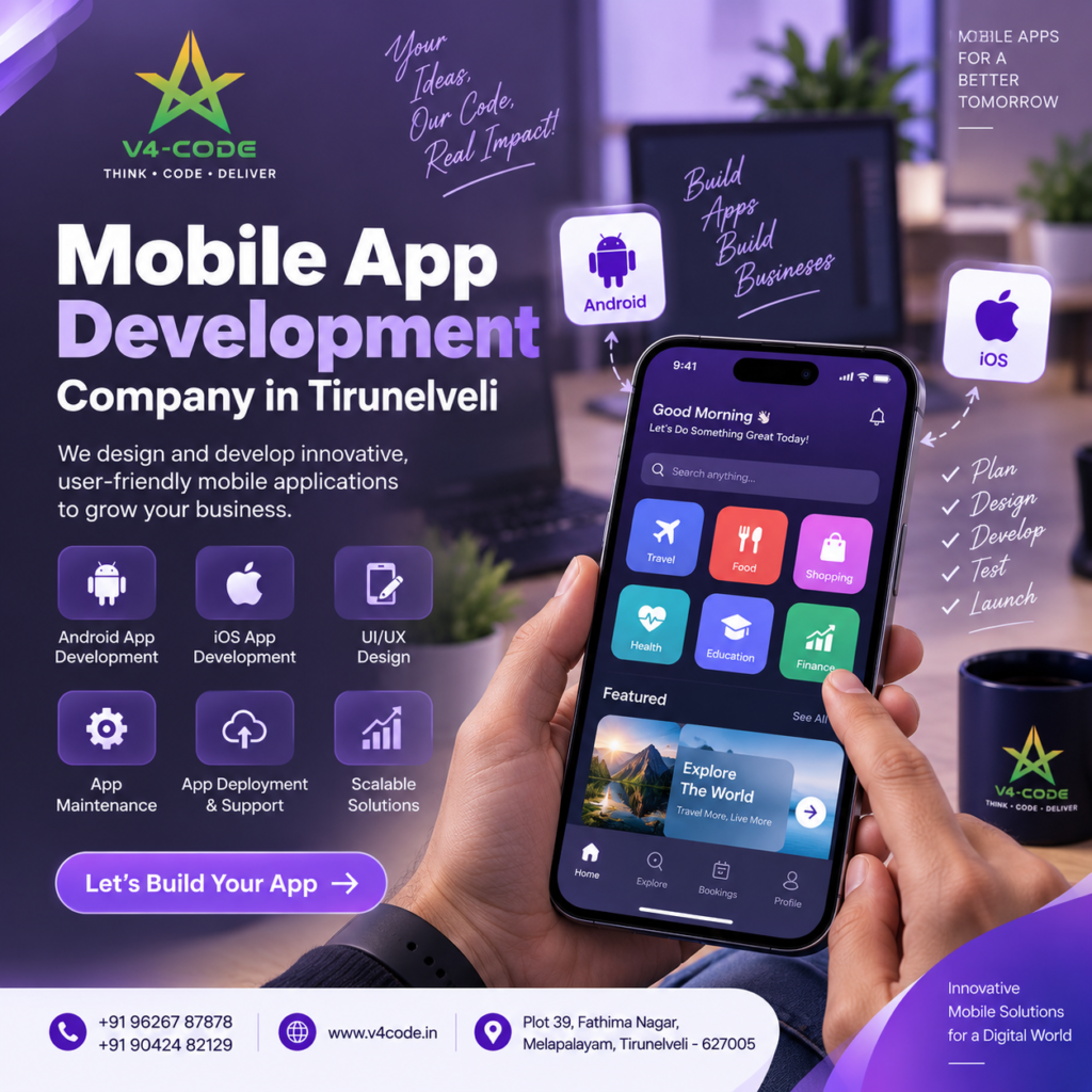 Mobile App Development Company in Tirunelveli | V4 CODE