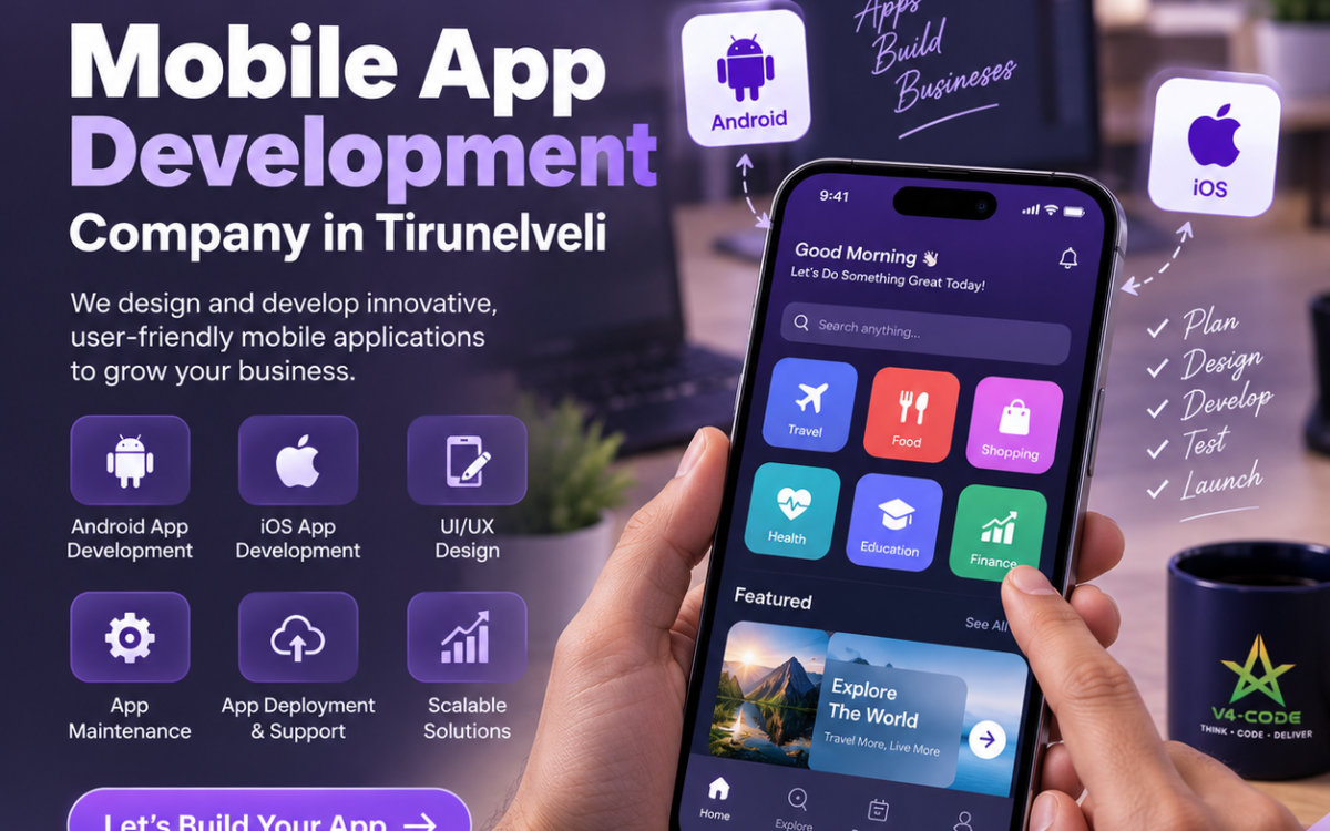 Mobile App Development Company in Tirunelveli | V4 CODE