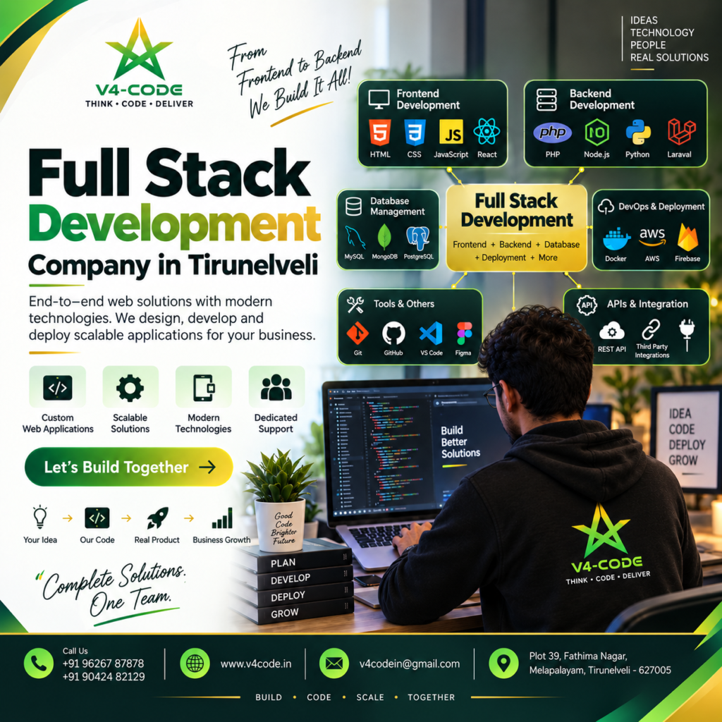 Full Stack Development Company in Tirunelveli | V4 CODE
