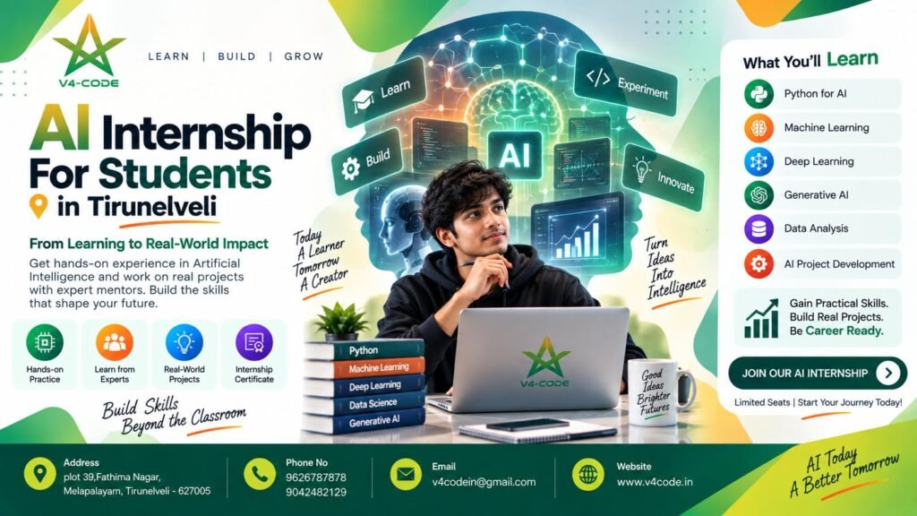 AI Internship in Tirunelveli | Practical Artificial Intelligence Training | V4 CODE