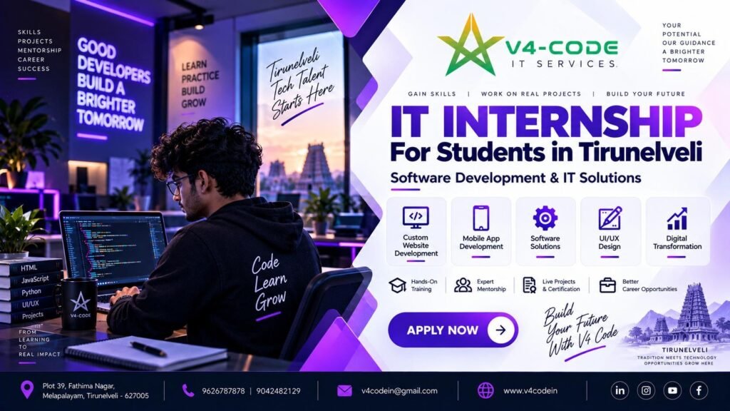 IT Internship for Students in Tirunelveli | Practical IT Training | V4 CODE