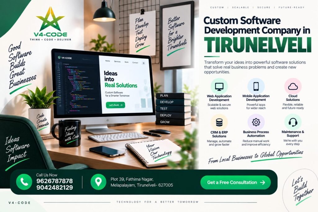 Custom Software Development Company in Tirunelveli | V4 CODE