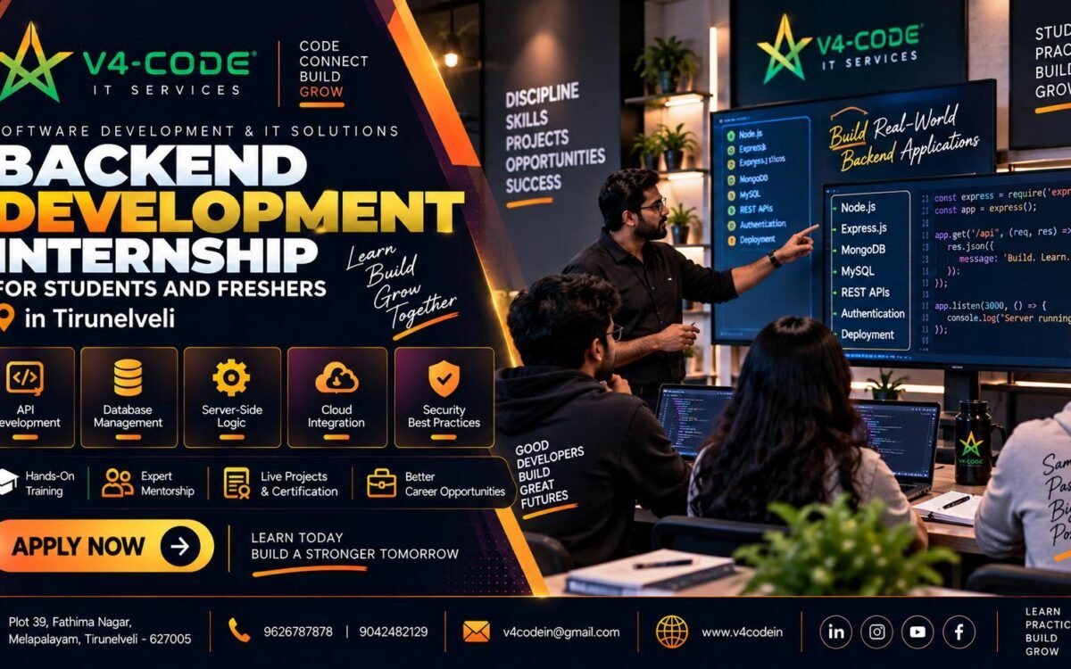 Backend Development Internship in Tirunelveli | Practical Training | V4 CODE