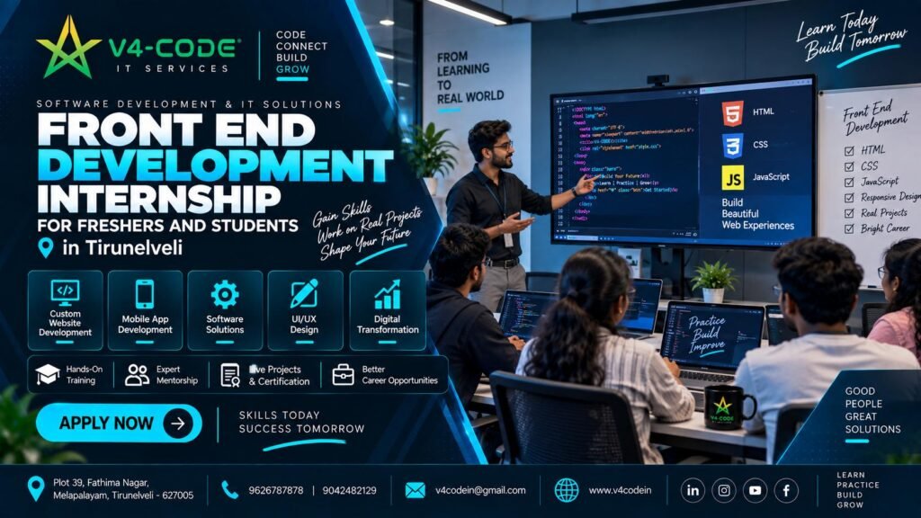 Frontend Development Internship in Tirunelveli | Practical Training | V4 CODE