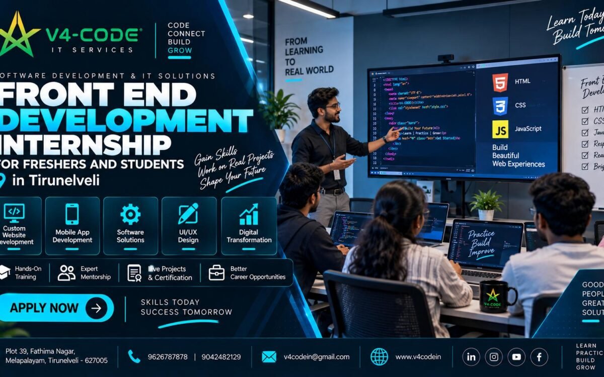 Frontend Development Internship in Tirunelveli | Practical Training | V4 CODE