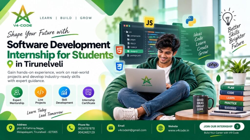 Software Development Internship for Students in Tirunelveli | V4 CODE